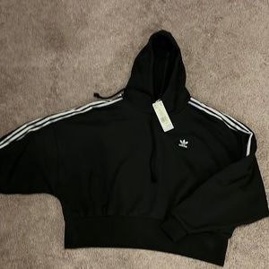 Brand New! Adidas originals Cropped Black Hoodie Size Large
